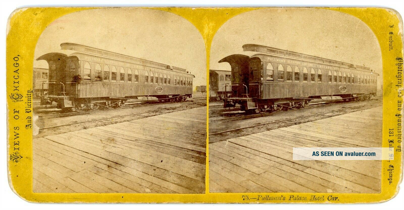 Chicago IL - PULLMAN ' s PALACE HOTEL RAILROAD CAR - c1870s Carbutt Stereoview