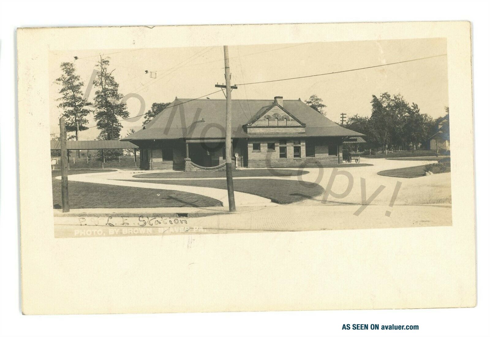 RPPC P&LE PITTSBURGH LAKE ERIE RAILROAD Station BEAVER PA Real Photo Postcard