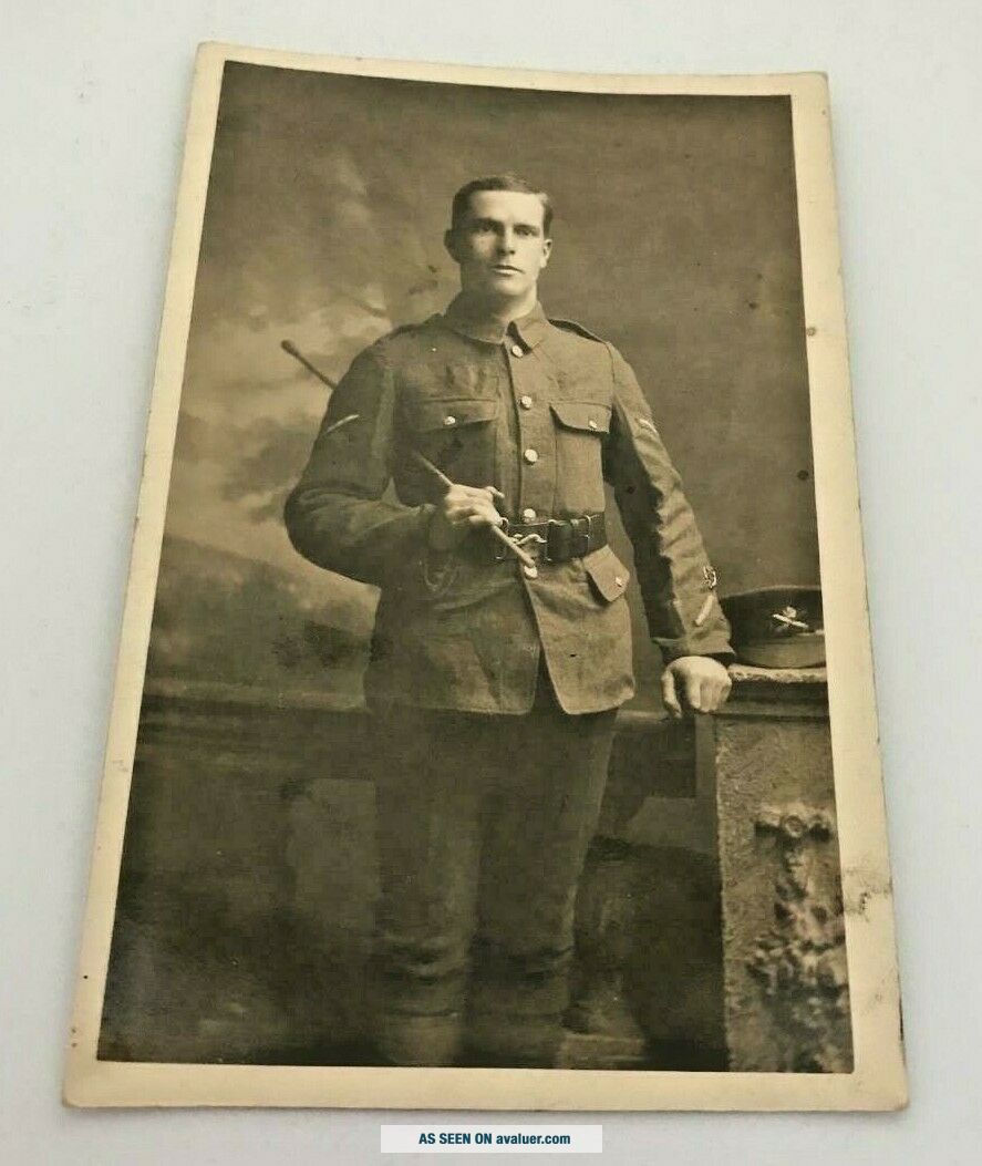 VINTAGE POSTCARD WW1 PORTRAIT SOLDIER MACHINE GUN CORPS NUMBERED
