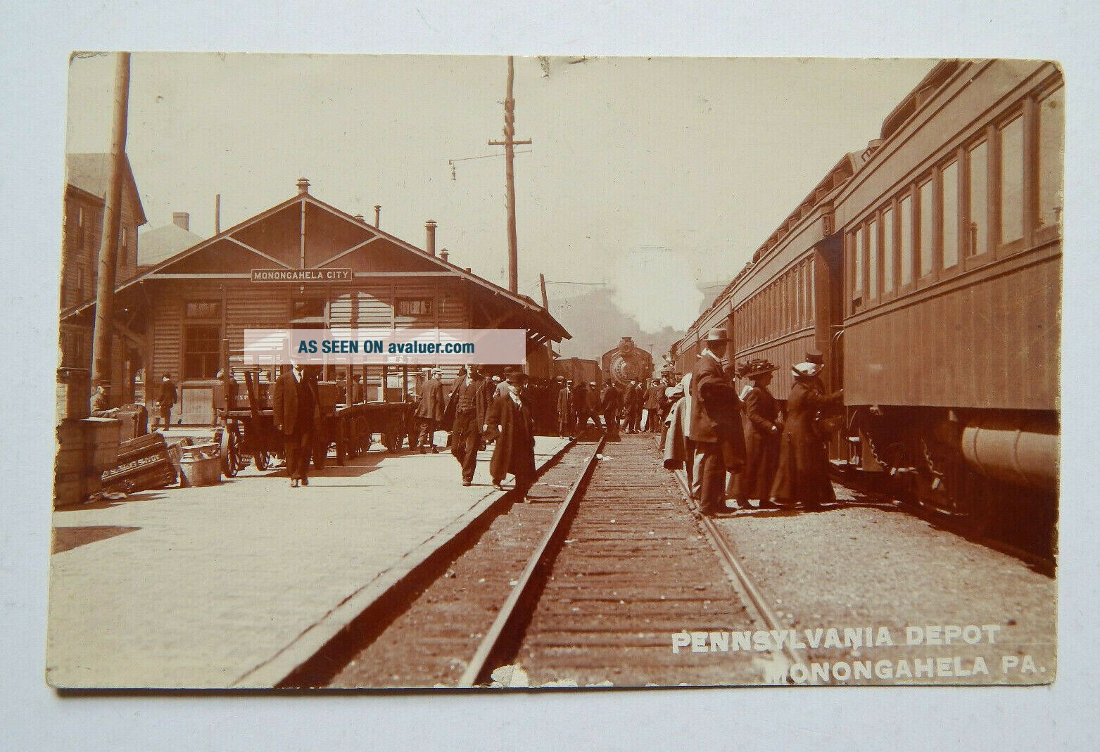 Monongahela Pennsylvania Railroad Depot Real - Photo Postcard (1911)