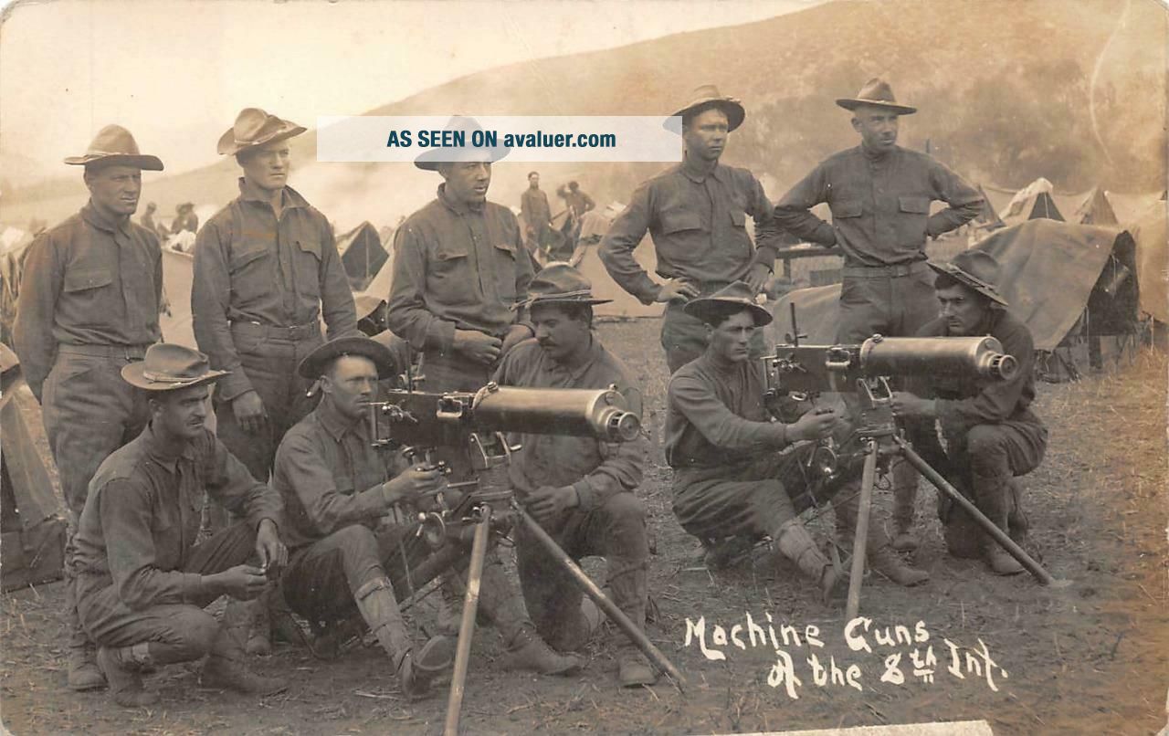 RPPC MACHINE GUNS OF THE 8TH INFANTRY WW1 MILITARY REAL PHOTO POSTCARD WNC 444
