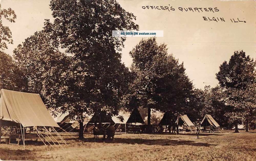 Elgin Illinois Officers Quarters Camp Scene Military Real Photo PC JH230208