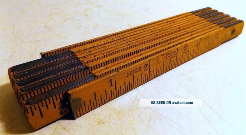 Fance Ruler Vtg 6 - Foot Folding Carpenter ' S Ruler Made In France Strong Printing ...