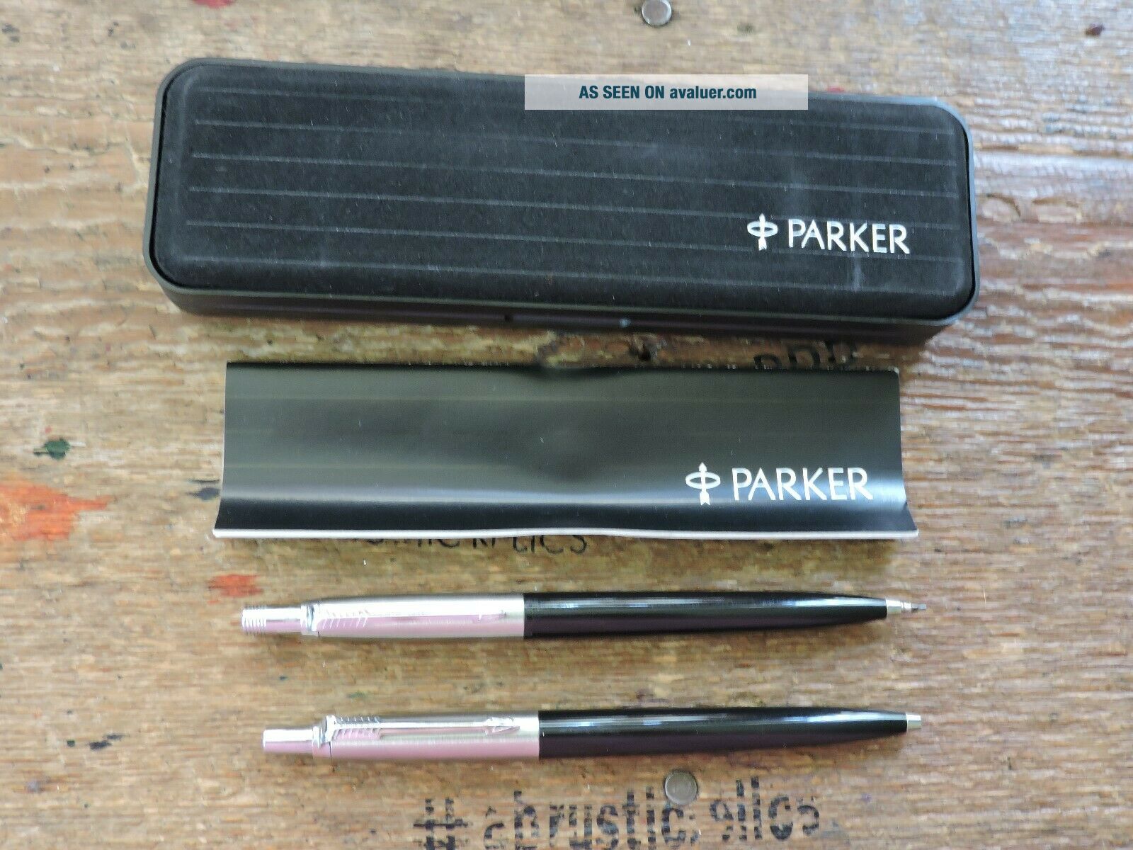 Set Vintage Black Stainless Steel Parker Jotter Ballpoint Pen ...