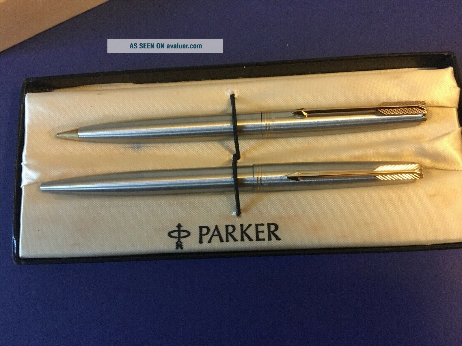 Vintage Parker Gold And Silver Blue Ink Pen And Mechanical Pencil Set ...