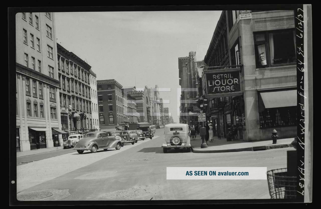 1937 Lexington Ave 64th St Manhattan NYC York City Old Photo Negative 652B