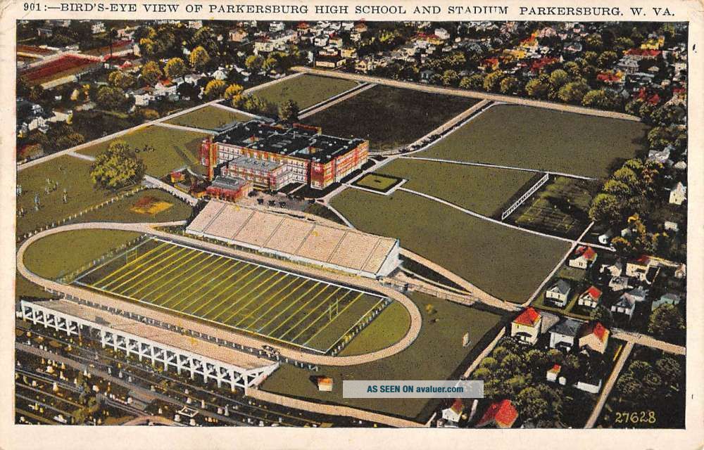 Parkersburg West Virginia High School Birdseye View Antique Postcard