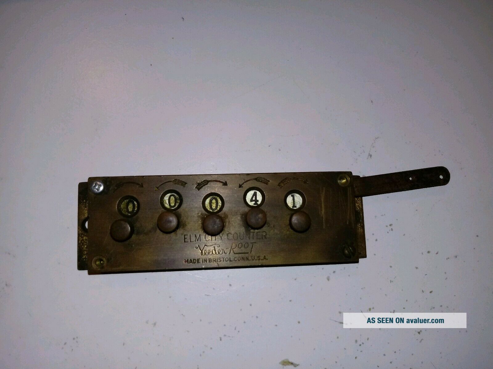Vintage Brass Elm City Counter Veeder - Root Bristol,  Conn.
