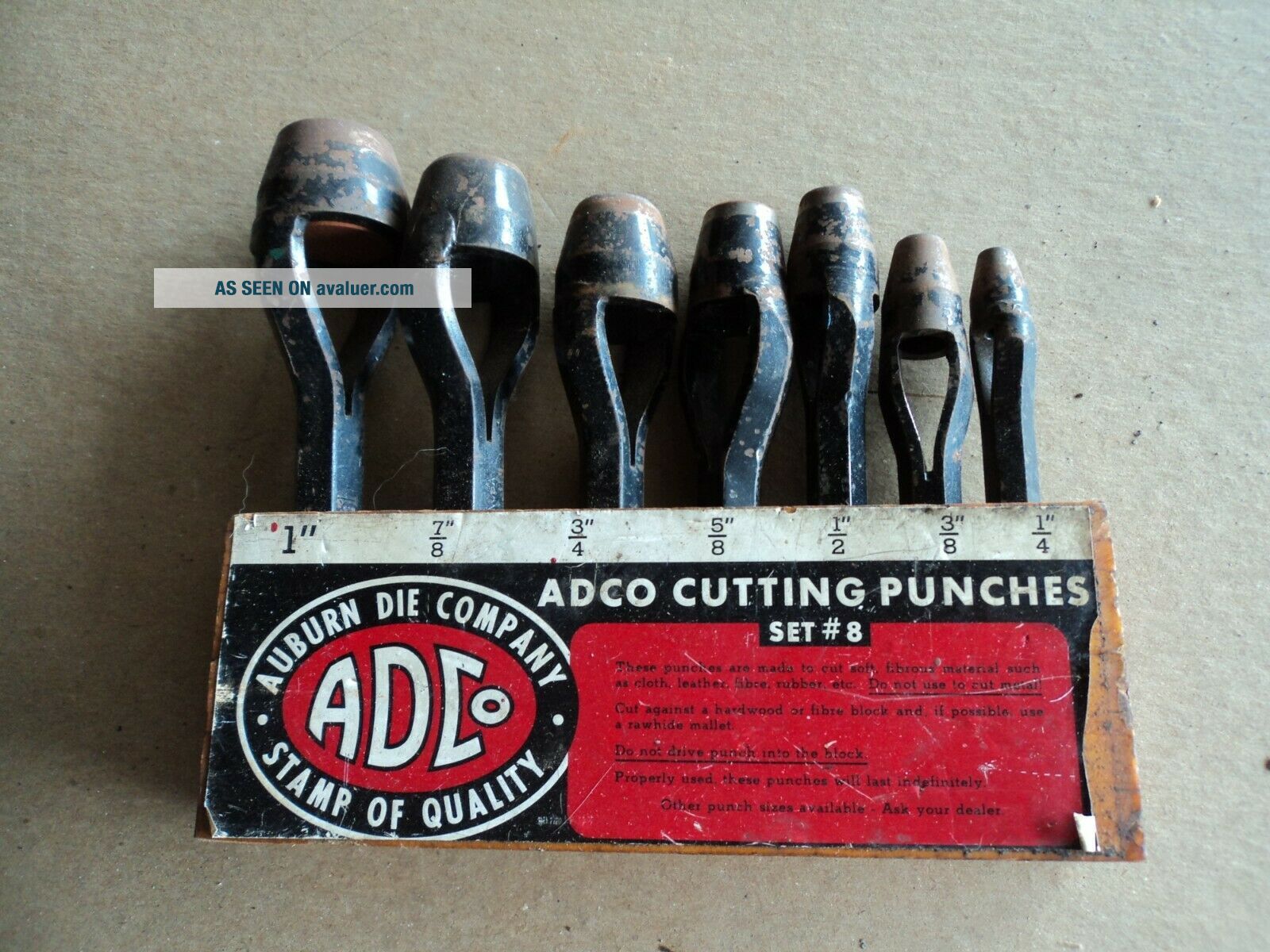 Vintage 7 PC ADCO Leather Arch Cutting Punches Saddle Makers Tool Set ...