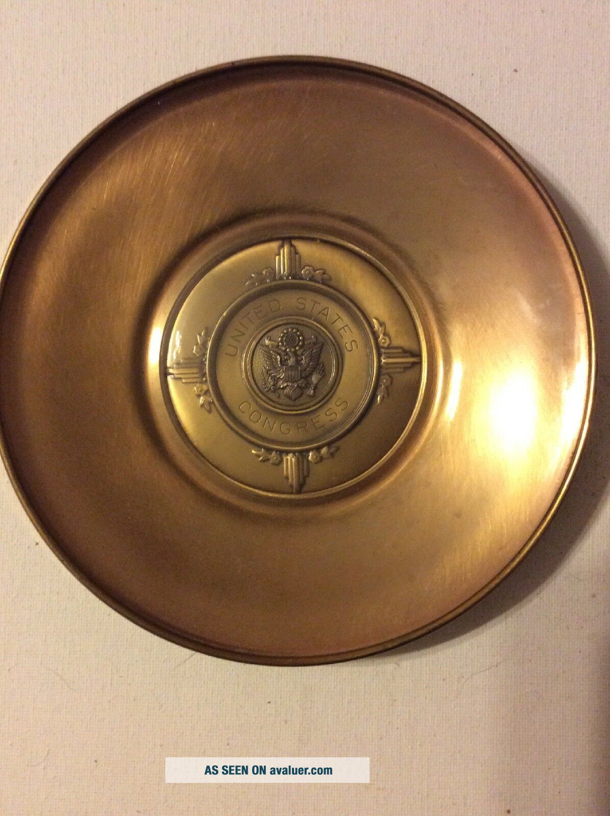 Vintage United States Congress Glass Lined Heavy Brass Ashtray/Trinket ...