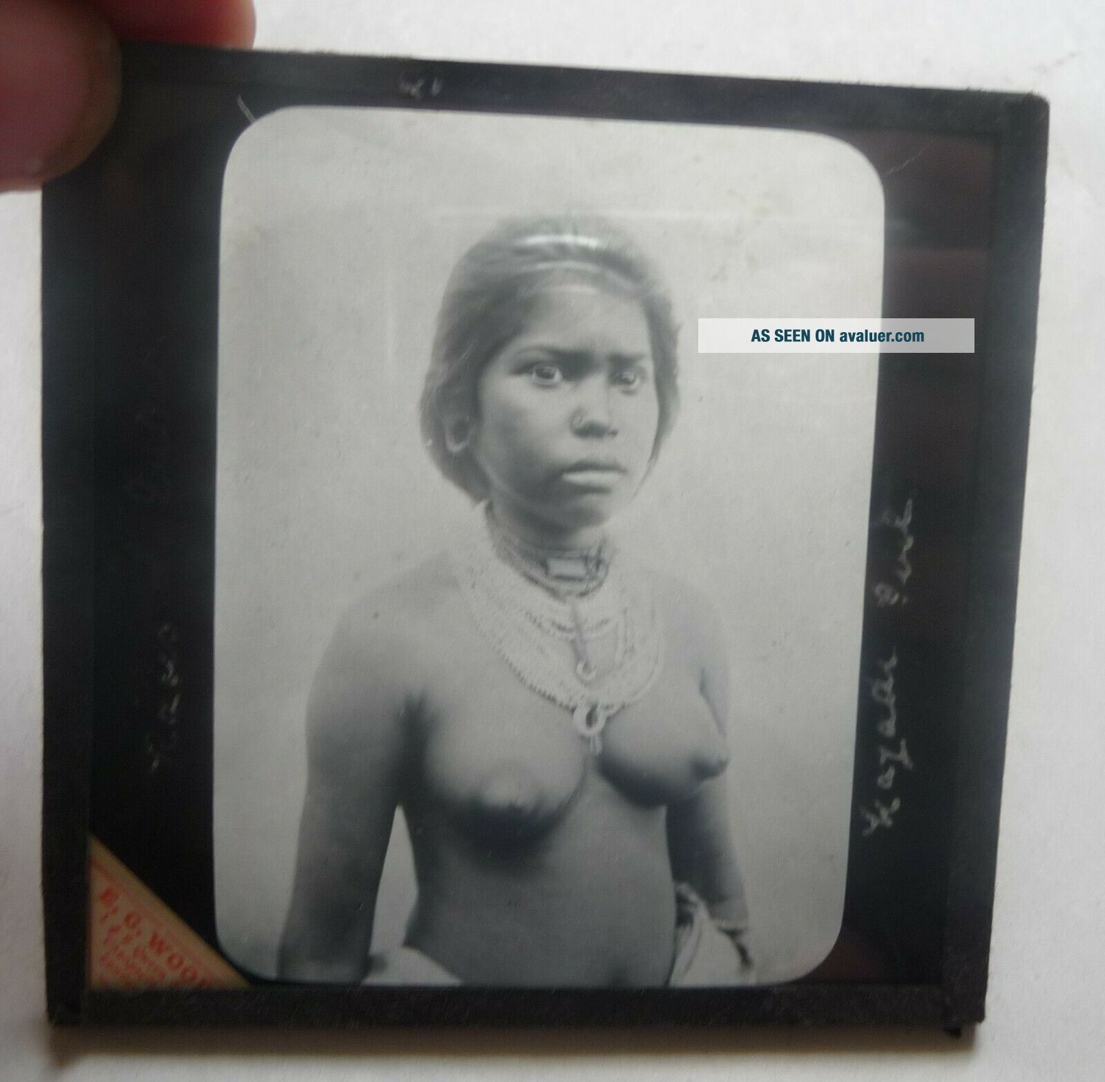 Vintage REal Photo Magic Lantern Slide Races Of India Yazadi Girl