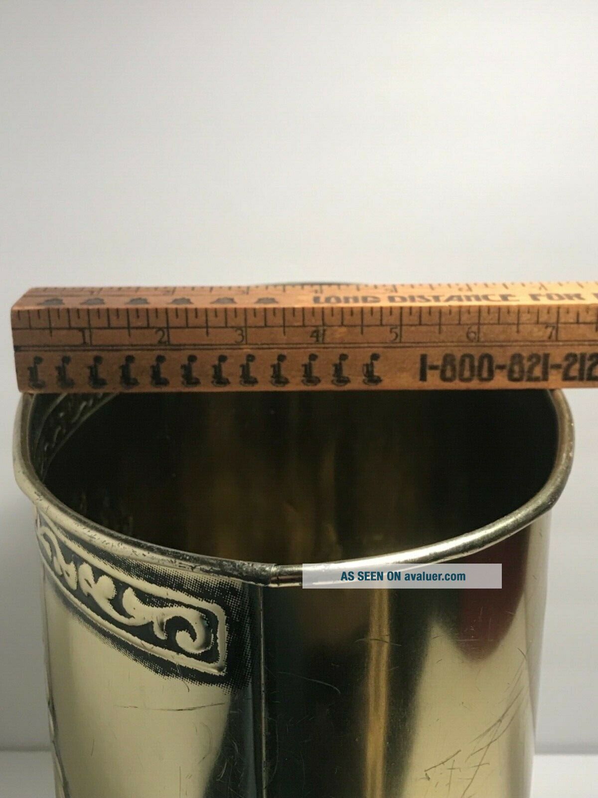 Vintage Weibro Metal Trash Can Waste Basket Gold Tone Horse Carriage ...