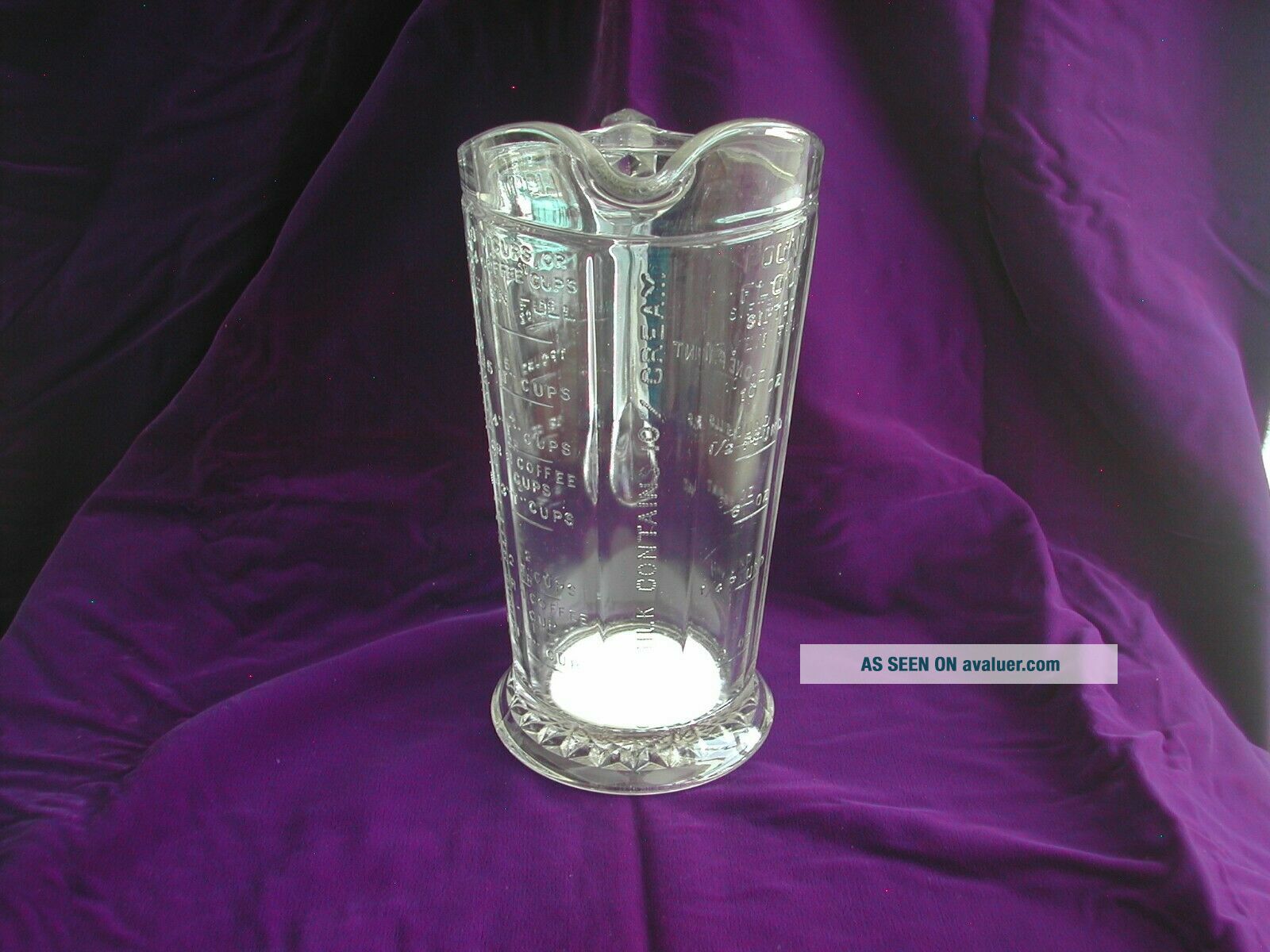 Antique DEPRESSION ERA Glass Dry/Wet Quart Measuring Pitcher With ...