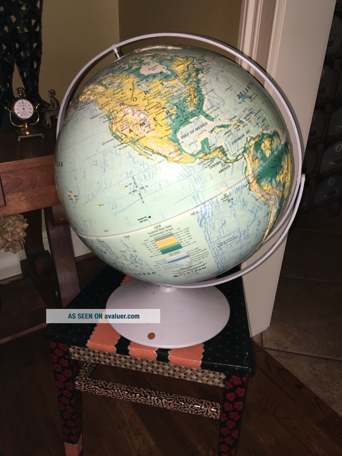 VTG Nystrom Sculptural Relief World Globe 16 " With Elevations Large ...