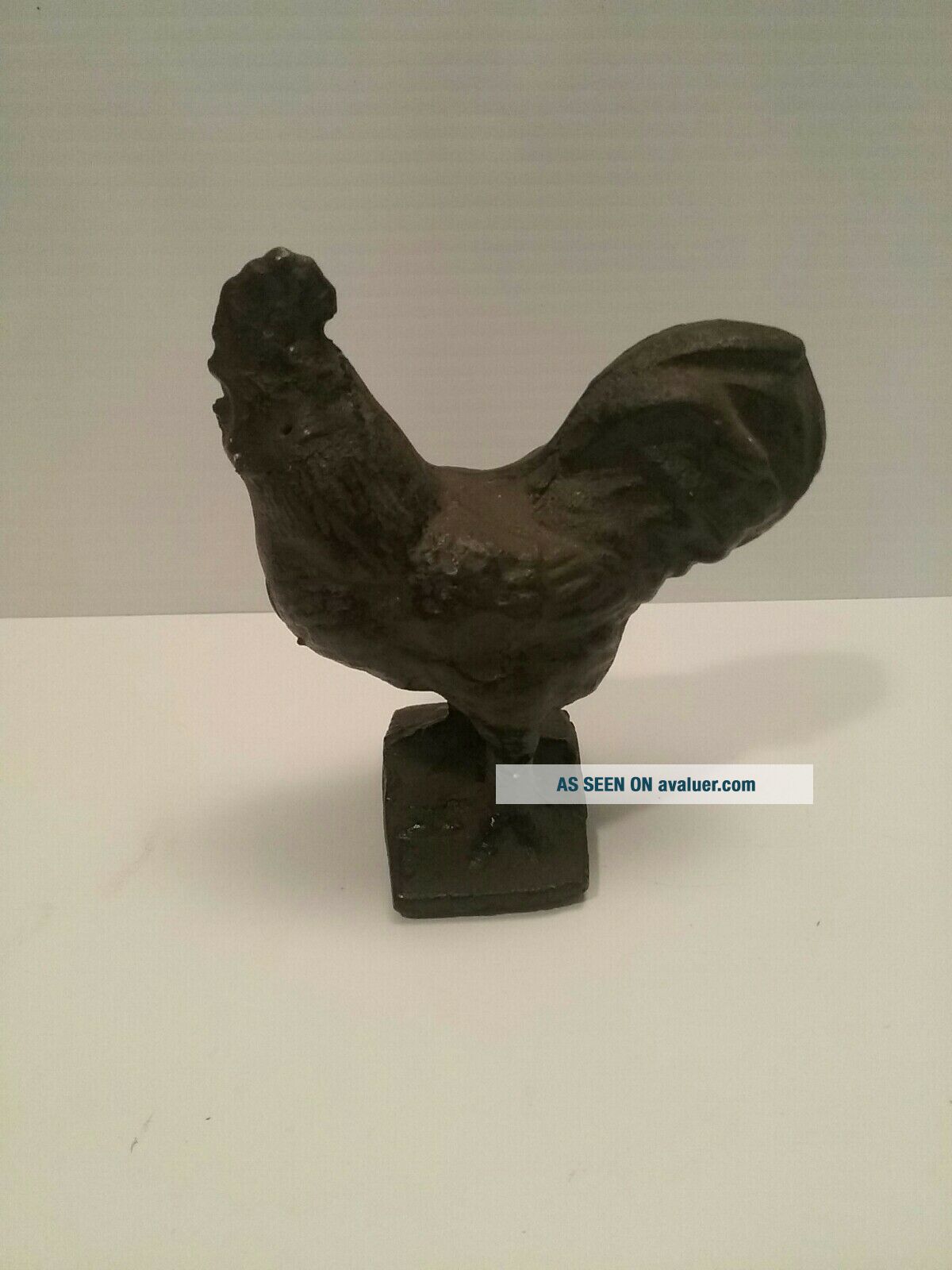 Antique Vintage Cast Iron Black Rooster Chicken Paperweight Figurine ...