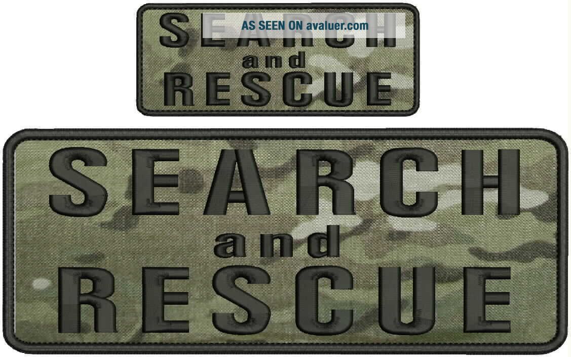 Search And Rescue Embroidery Patches 4x10 And 2x5 Hook On Back Multicam ...