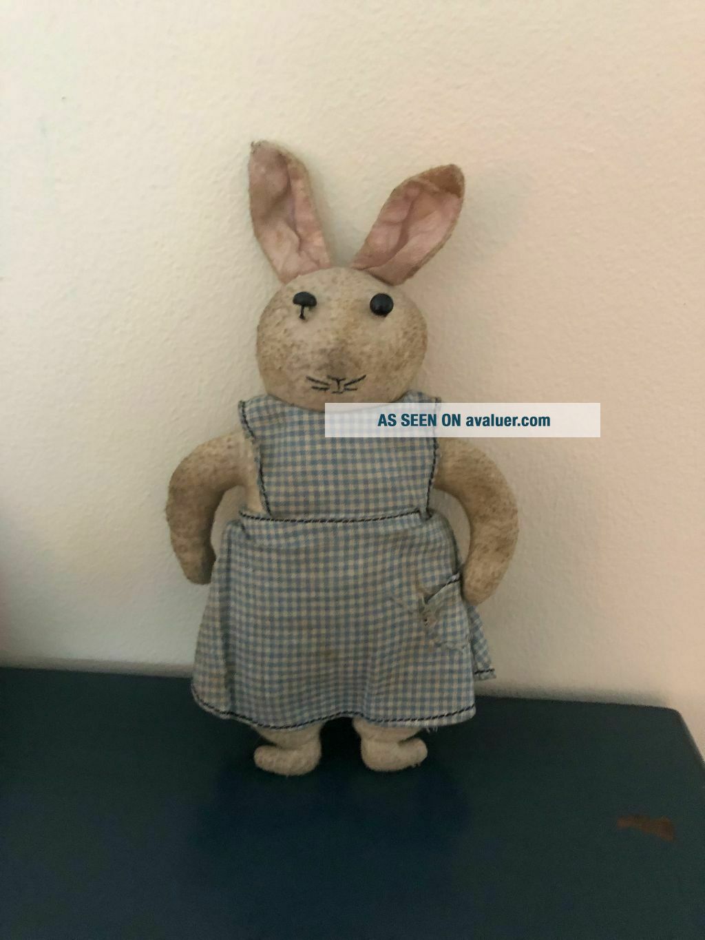 Old Stuffed Cloth Antique Bunny in a Dress Elliott Novelty Mfg.  Co.  Los Angeles