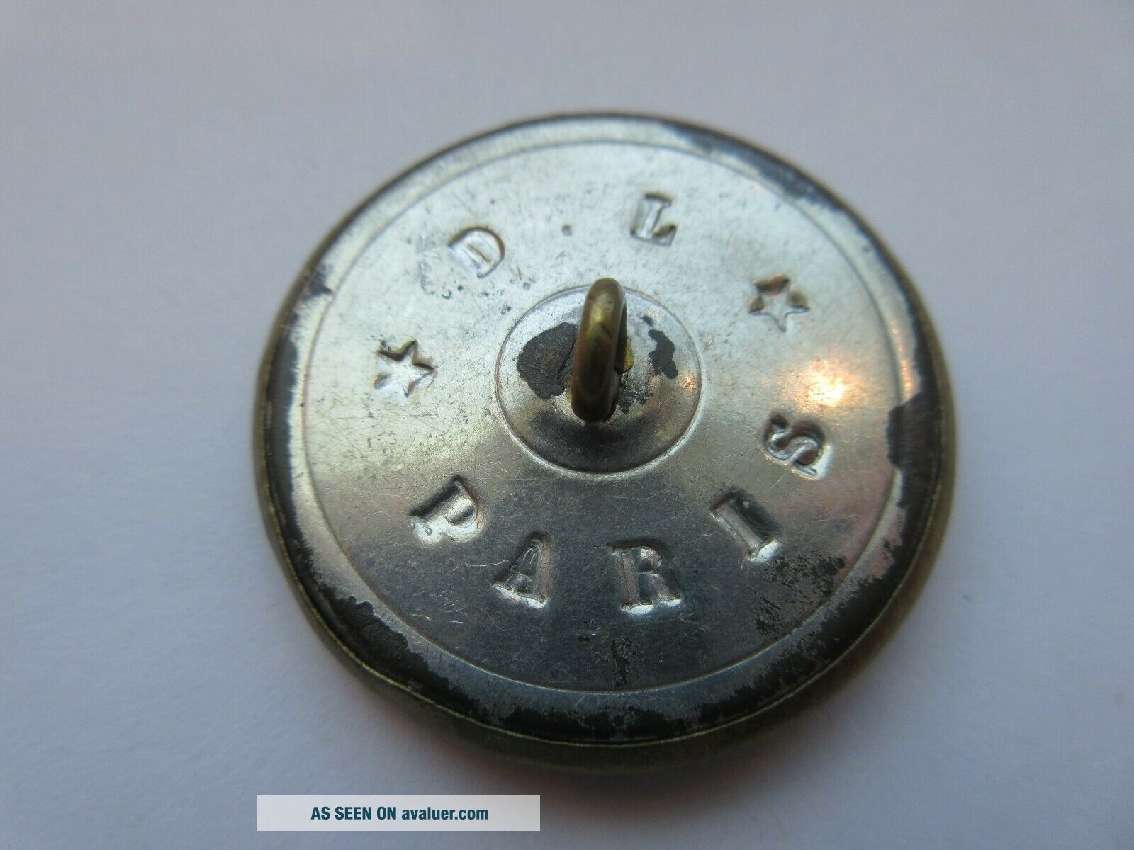 Spectacular LARGE Antique Vtg PARIS Back Metal Picture BUTTON Woman ...