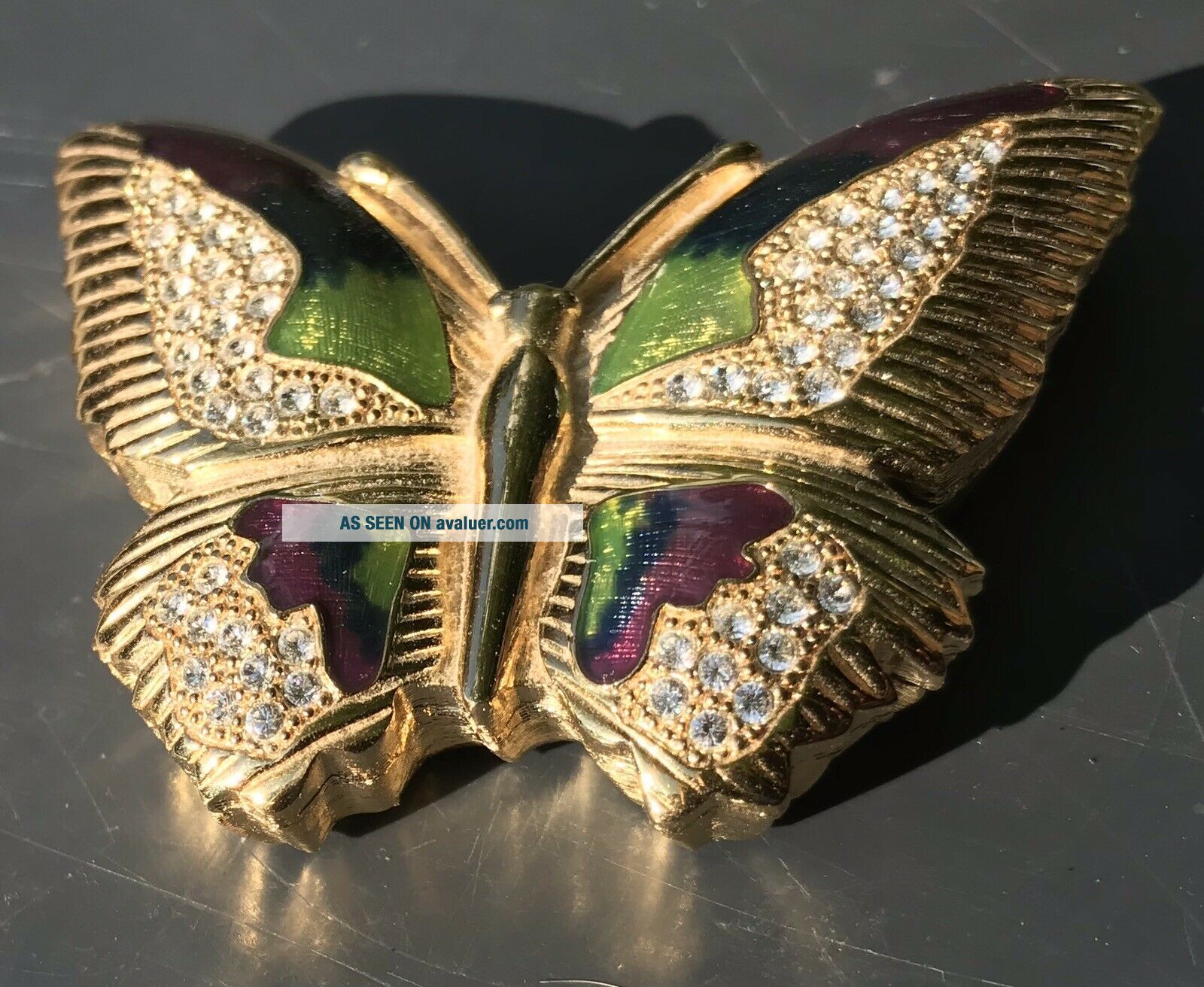 Bob Mackie Enameled, Butterfly Trinket Box W/Rhinestones | #4175295