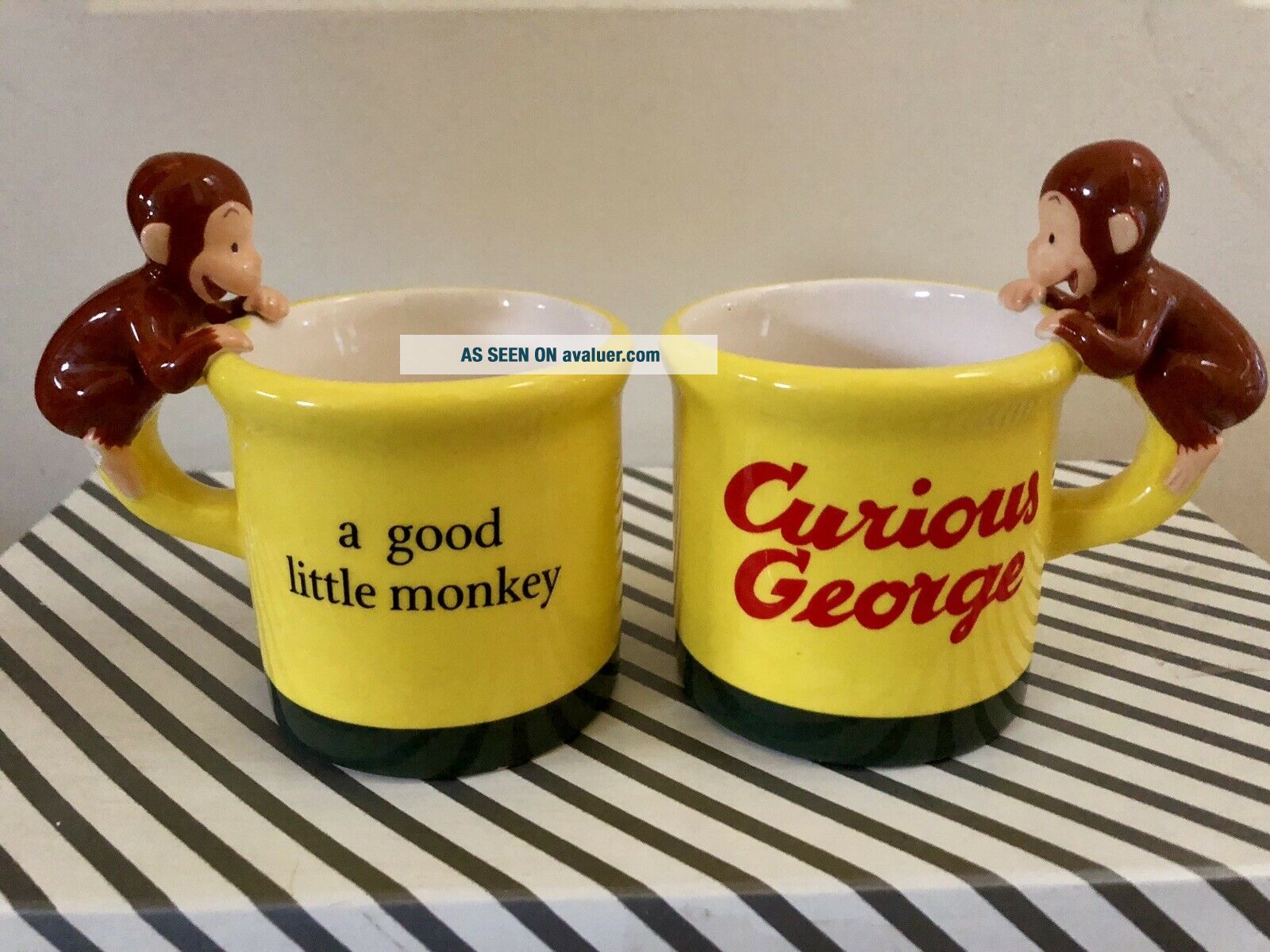 1997 Curious George Yellow Ceramic Mug Banana Inside A Good Little ...