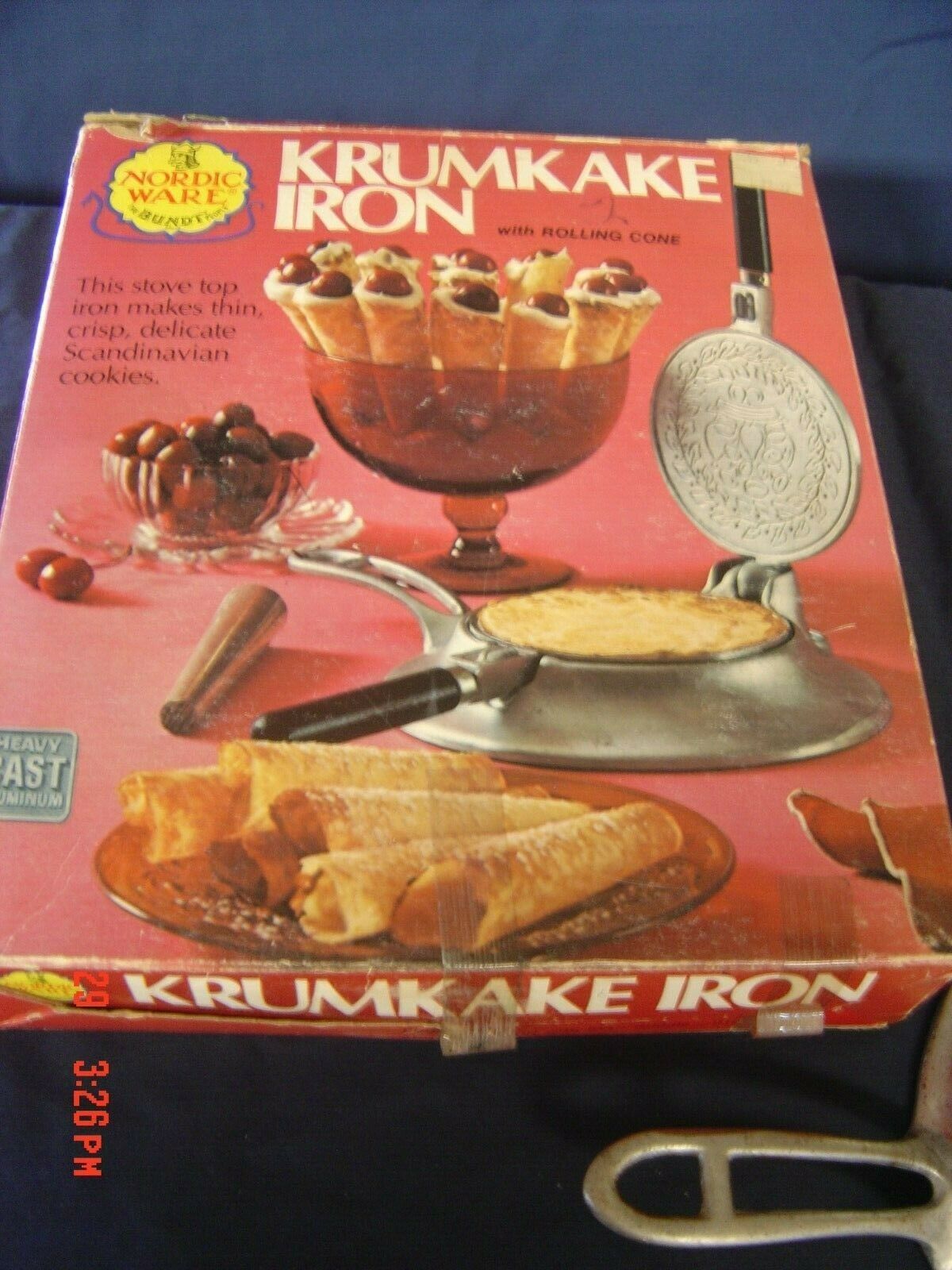 VTG Nordic Ware Krumkake Iron With Rolling Cone Scandinavian Box ...