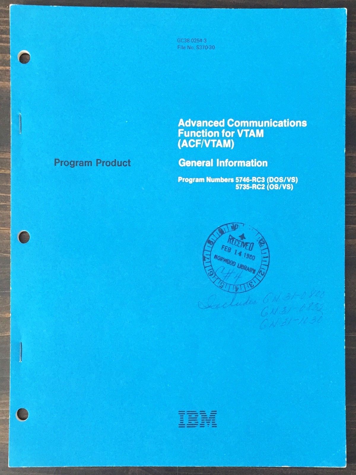 Vtam Code Gm IBM Advanced Communications Function (ACF) For VTAM General Information ...