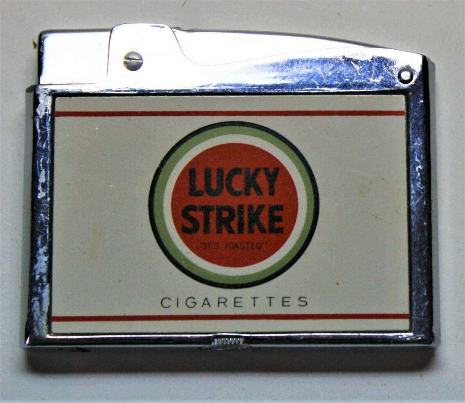 Vintage 1960 ' S Lucky Strike Cigarette Flat Ad Lighter Continental