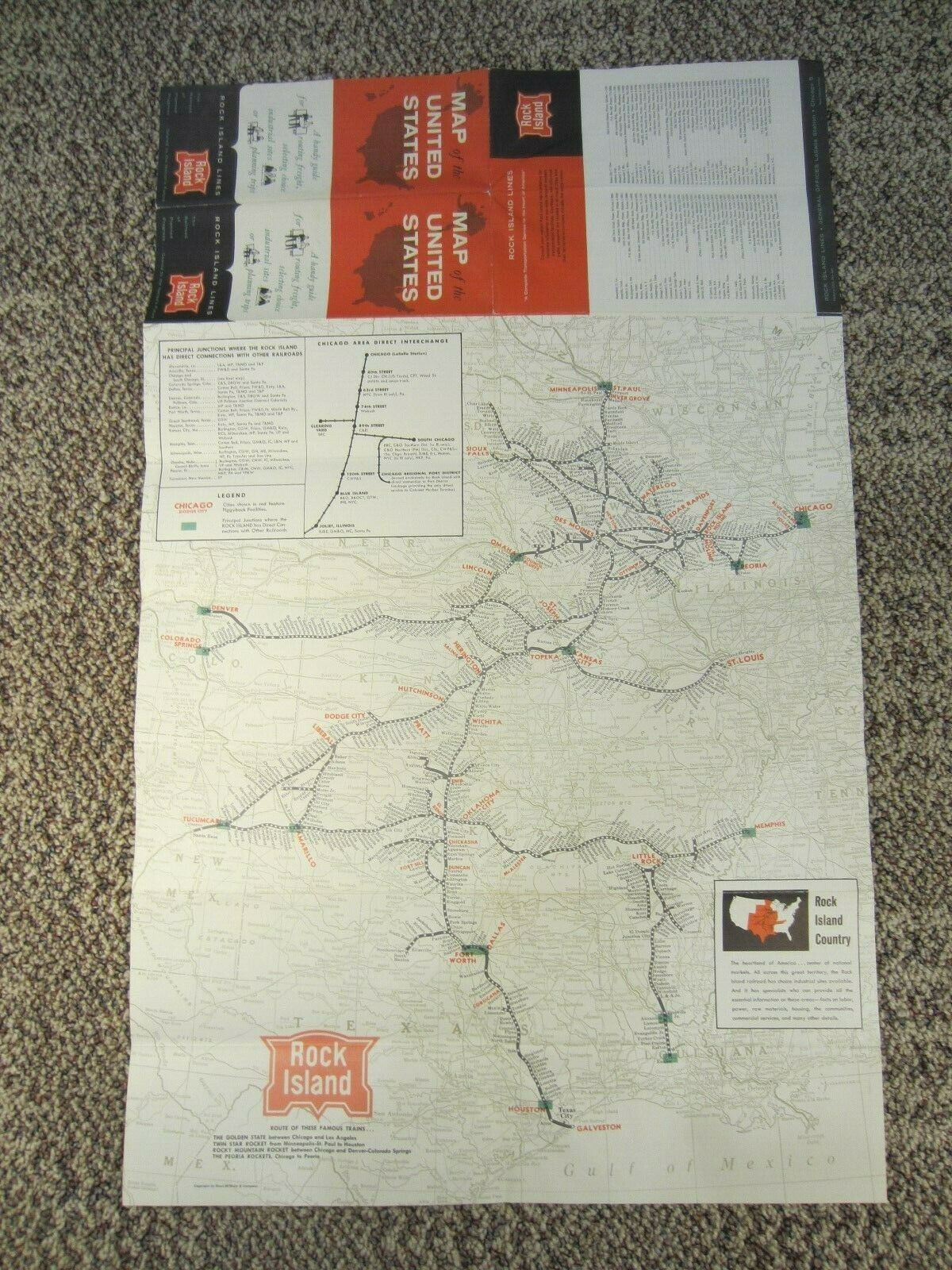 Rock Island Lines Map Of The United States, CRI&P, Rock Island Railroad ...