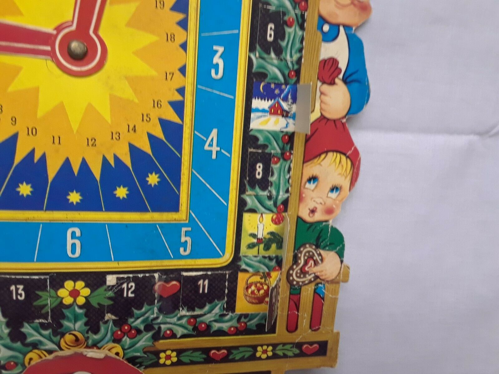 Vintage Advent Christmas Calendar & Countdown Clock GEMO Denmark Elves ...