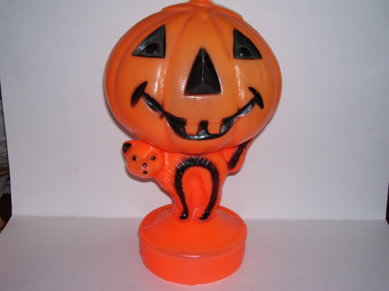 Vintage Halloween Jack O Lantern Black Cat Plastic Lighted Blow Mold ...