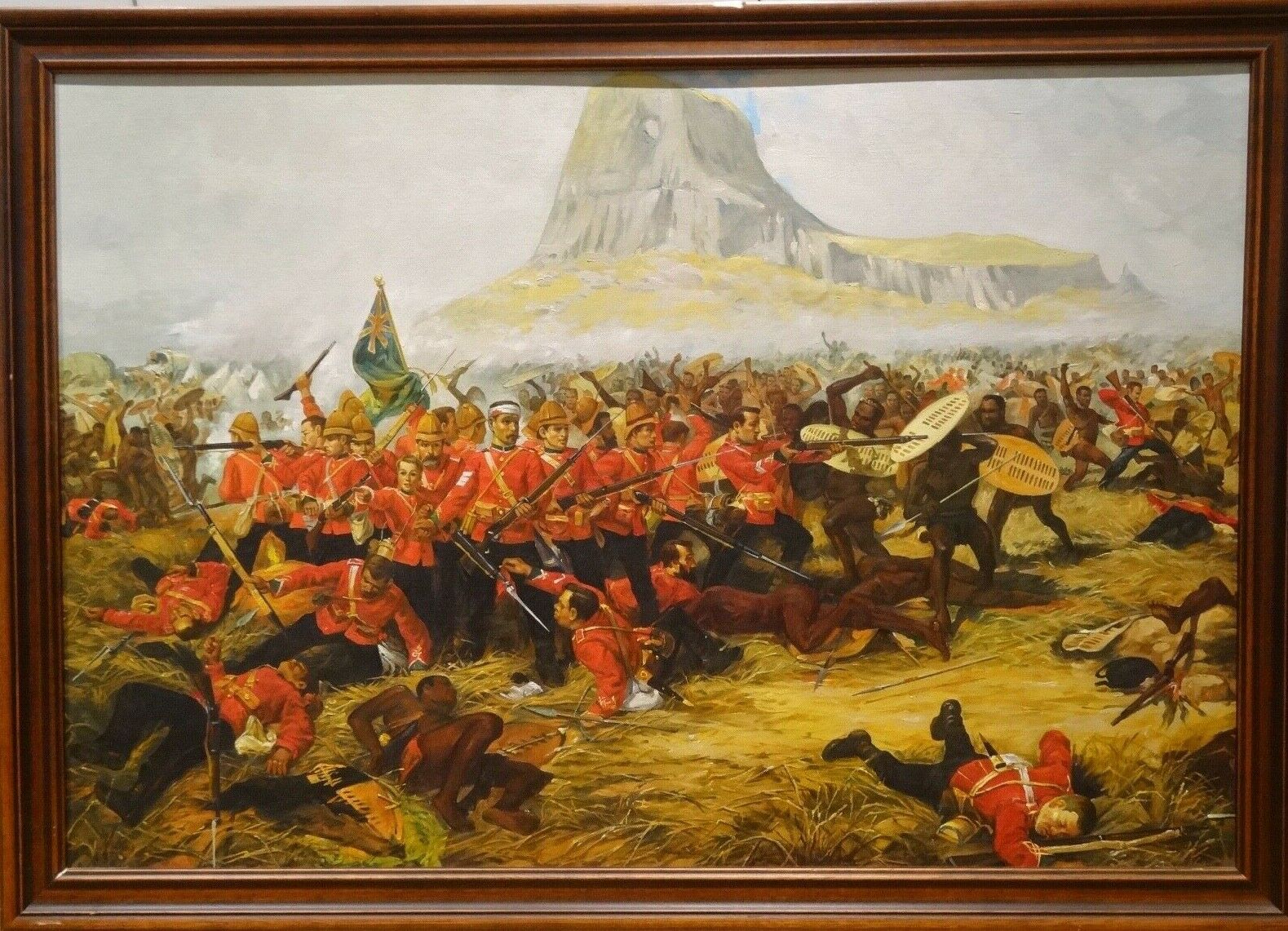 large-20th-century-battle-of-isandlwana-zulu-british-army-oil-painting