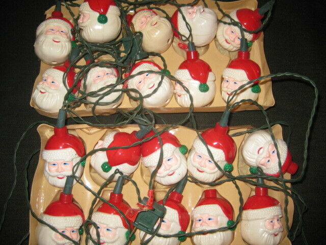 Vintage Blow Mold Hard Plastic Christmas String Light Santa Claus Tree ...