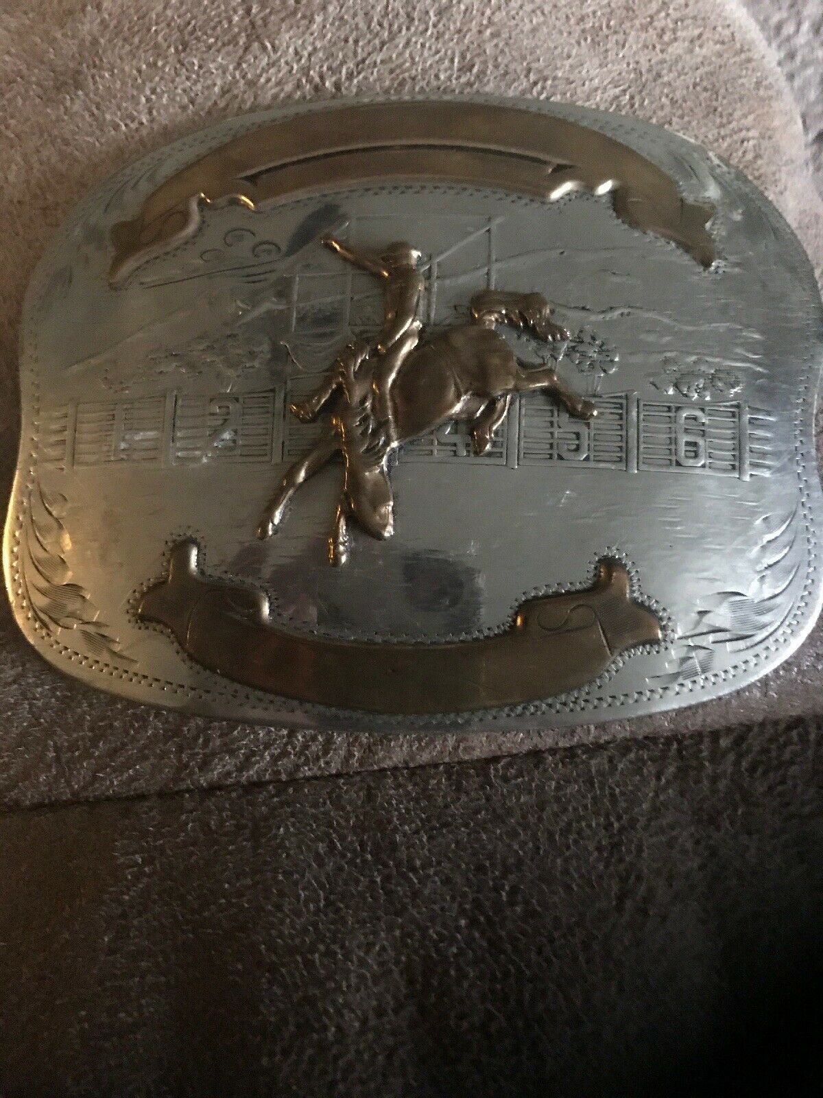 Vintage COMSTOCK 3 COWBOY BARE BACK RIDER Rodeo Trophy Belt Buckle ...