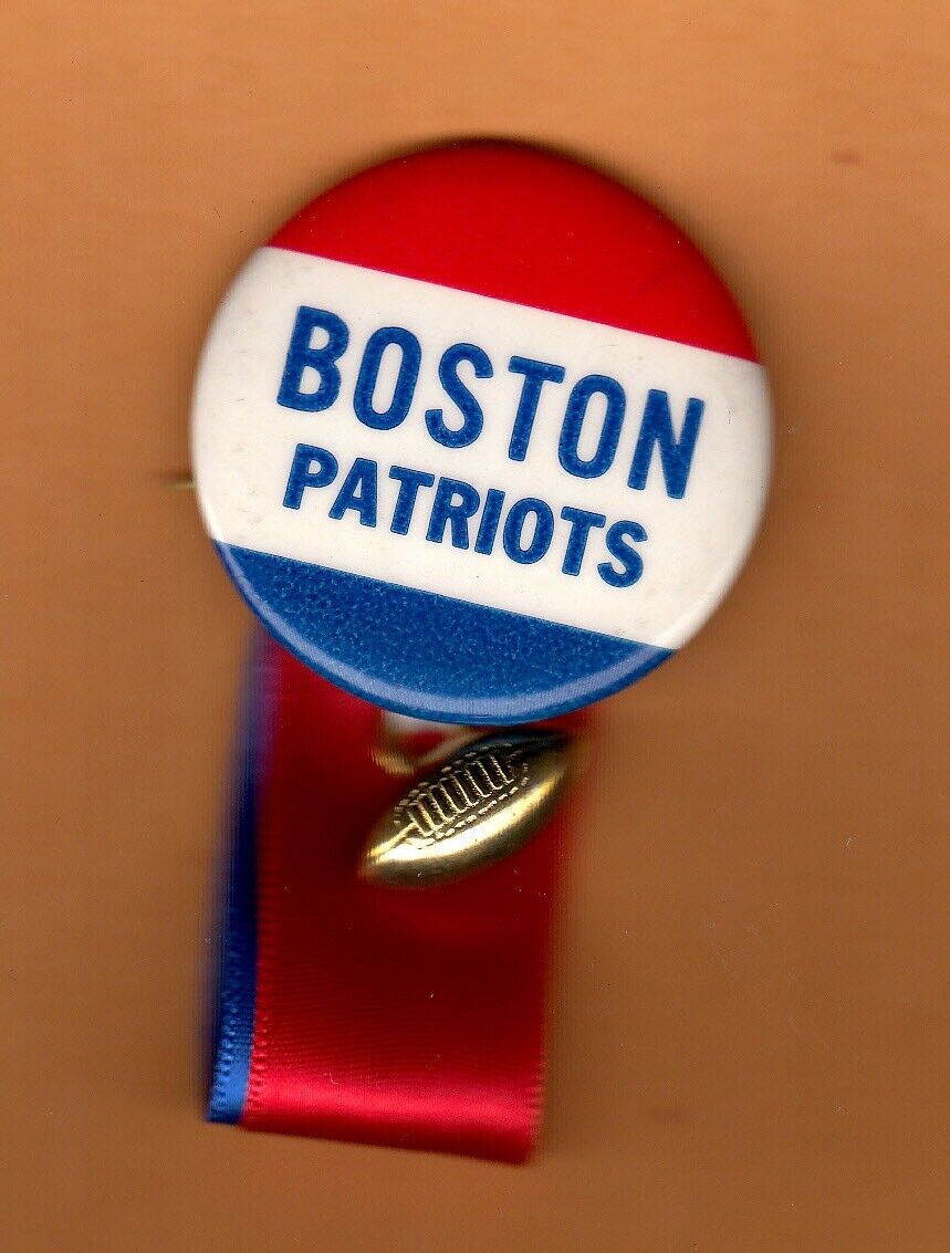 OLD BOSTON PATRIOTS AFL STICK PIN BACK BUTTON RIBBONS & FOOTBALL UNSOLD ...