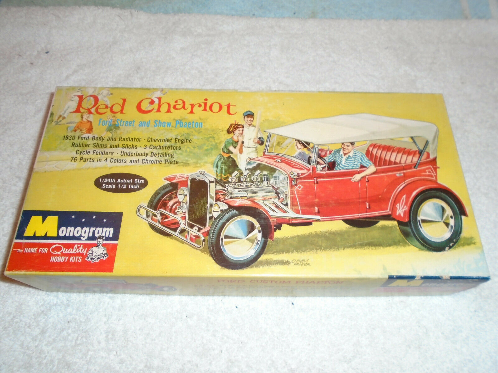 Vintage 1962 Monogram Red Chariot Car Model Kit Box Instructions Only ...