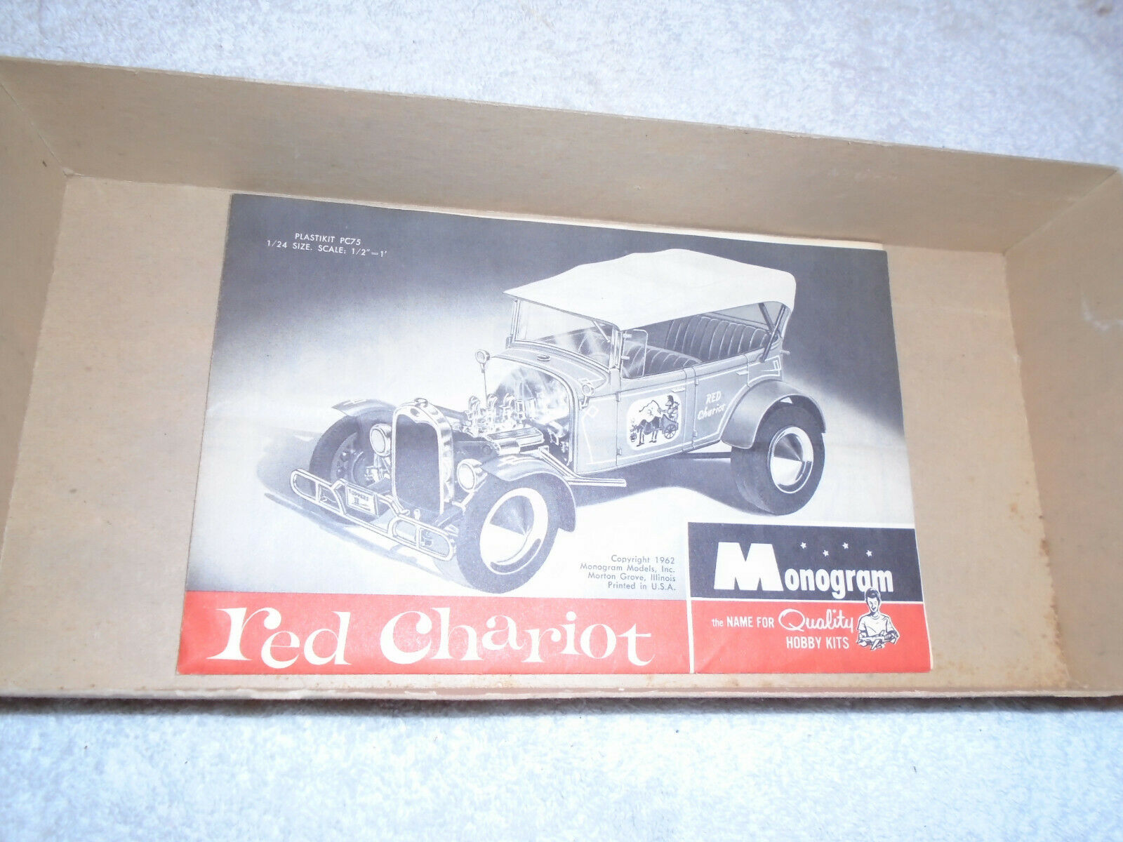 Vintage 1962 Monogram Red Chariot Car Model Kit Box Instructions Only ...