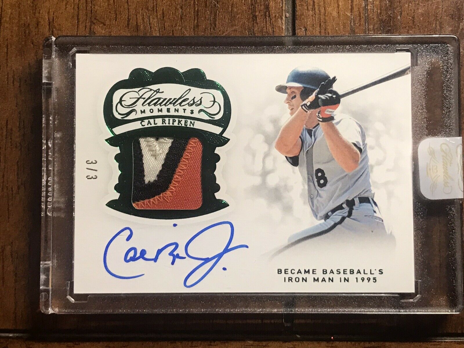 2019 FLAWLESS BASEBALL CAL RIPKEN ENCASED EMERALD GAME PATCH AUTO 3/3 ...