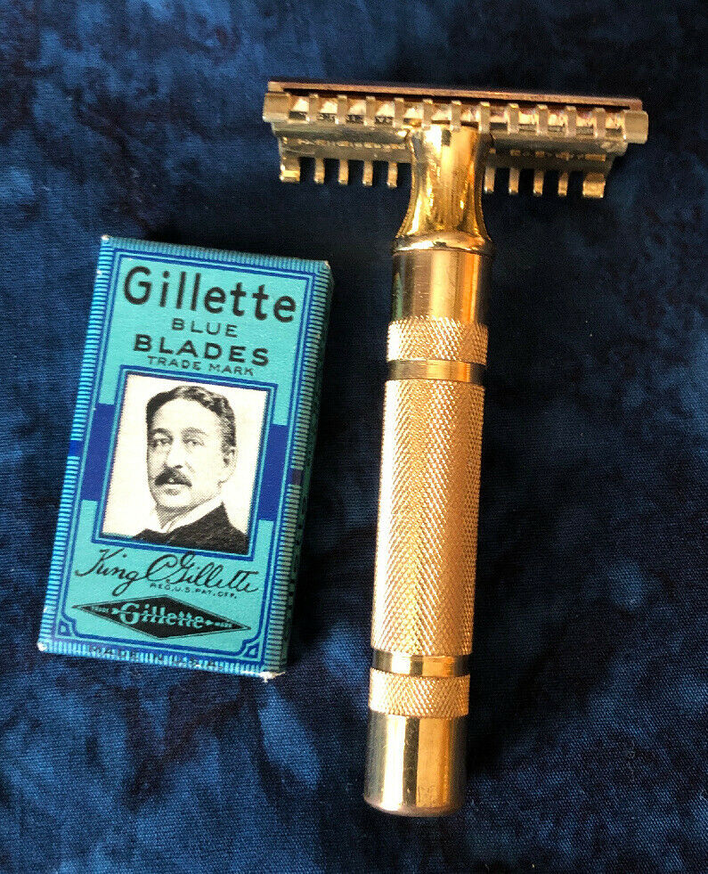Vintage Gillette 1930’s “New” Common Bar Razor & NOS Blades | #17658977