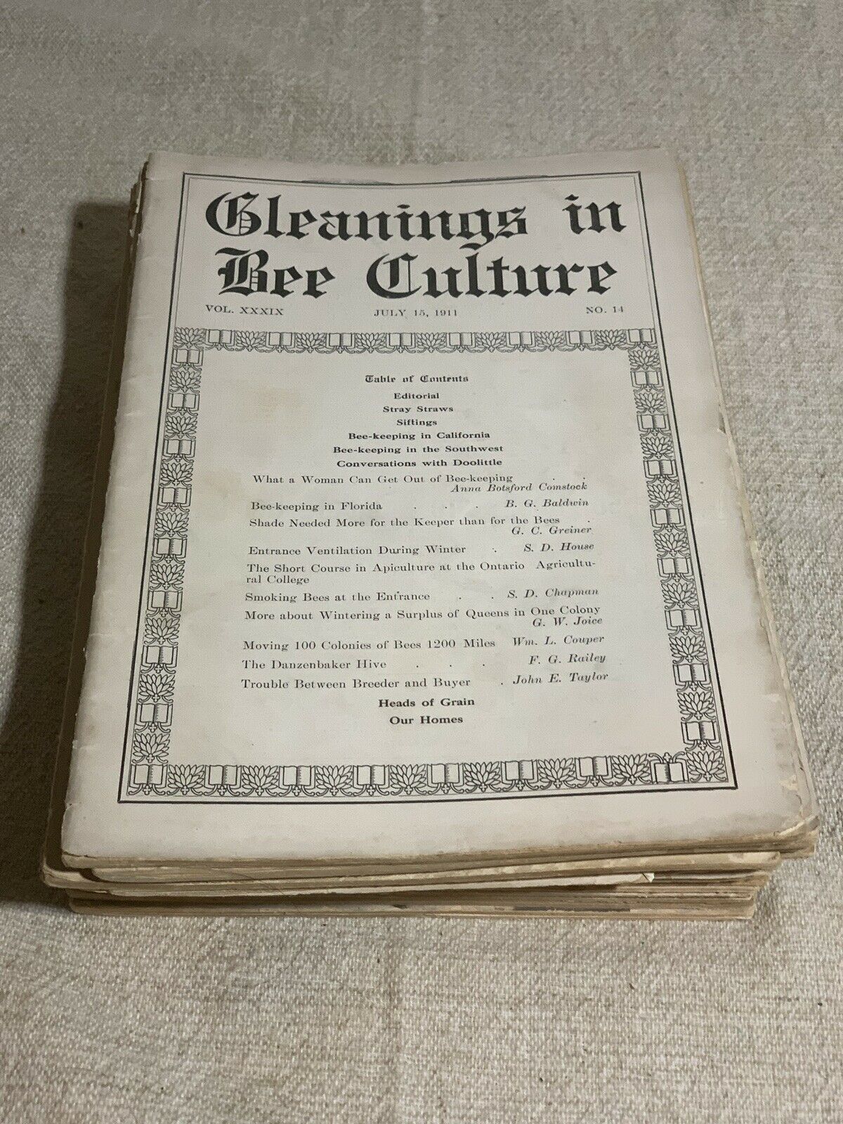 Restore Bees Gleanings Of Bee Culture 1911 12 Issues | #17074529